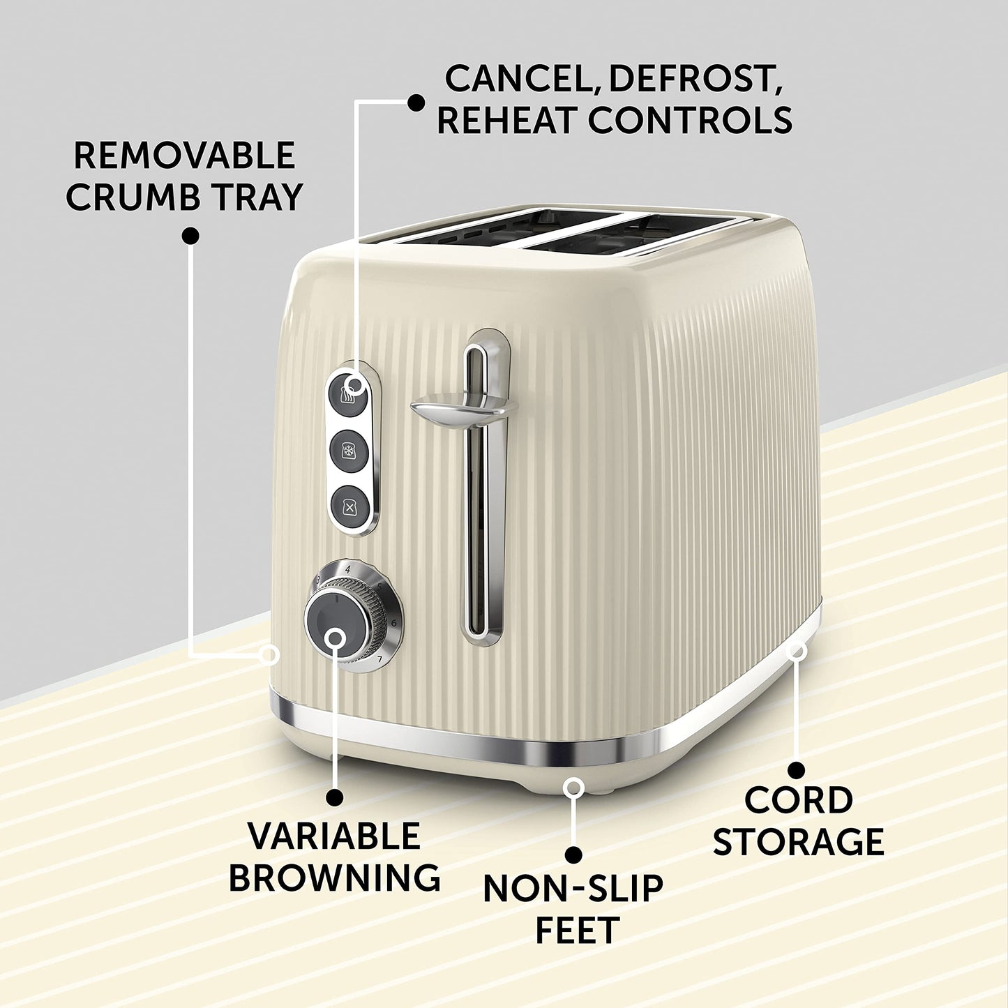 Breville Bold Vanilla Cream Electric Kettle | 1.7L | 3kW Fast Boil | Cream & Silver Chrome [VKT223]