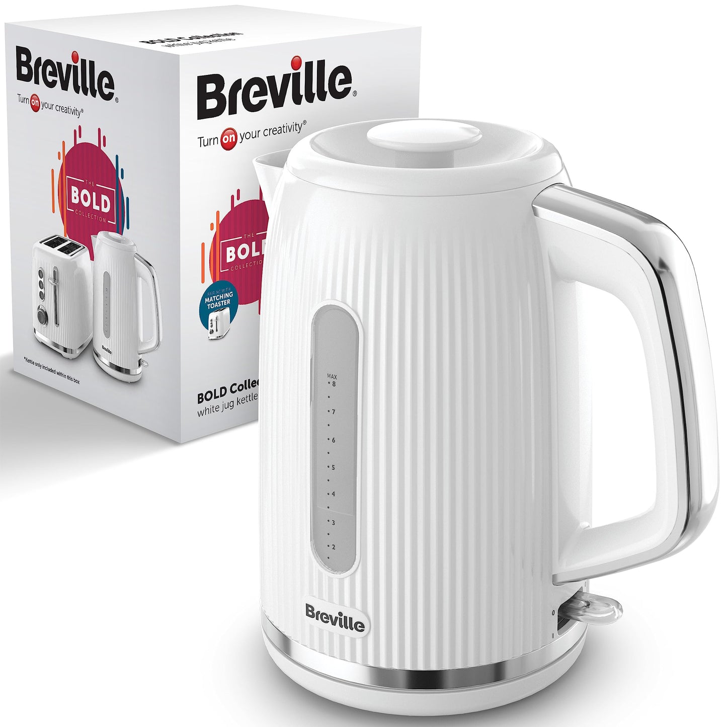 Breville Bold Vanilla Cream Electric Kettle | 1.7L | 3kW Fast Boil | Cream & Silver Chrome [VKT223]