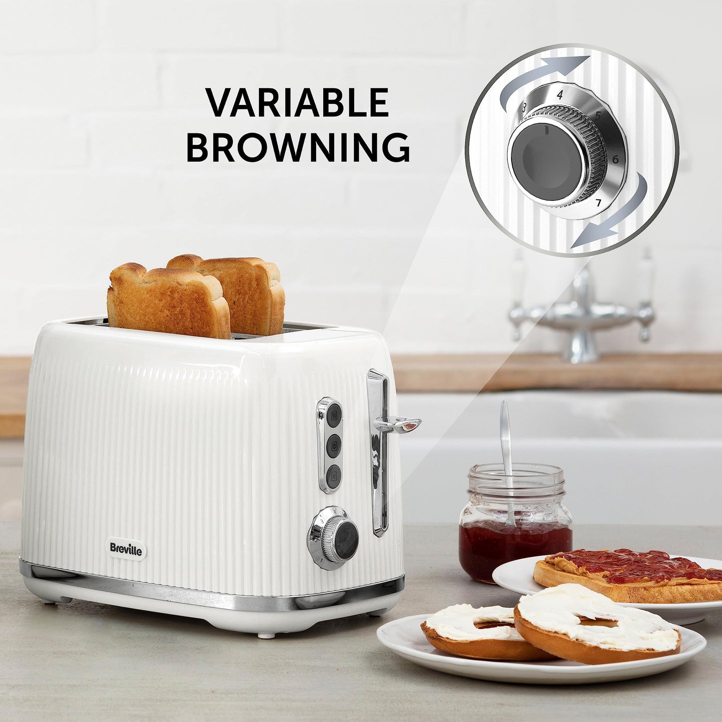 Breville Bold Vanilla Cream Electric Kettle | 1.7L | 3kW Fast Boil | Cream & Silver Chrome [VKT223]