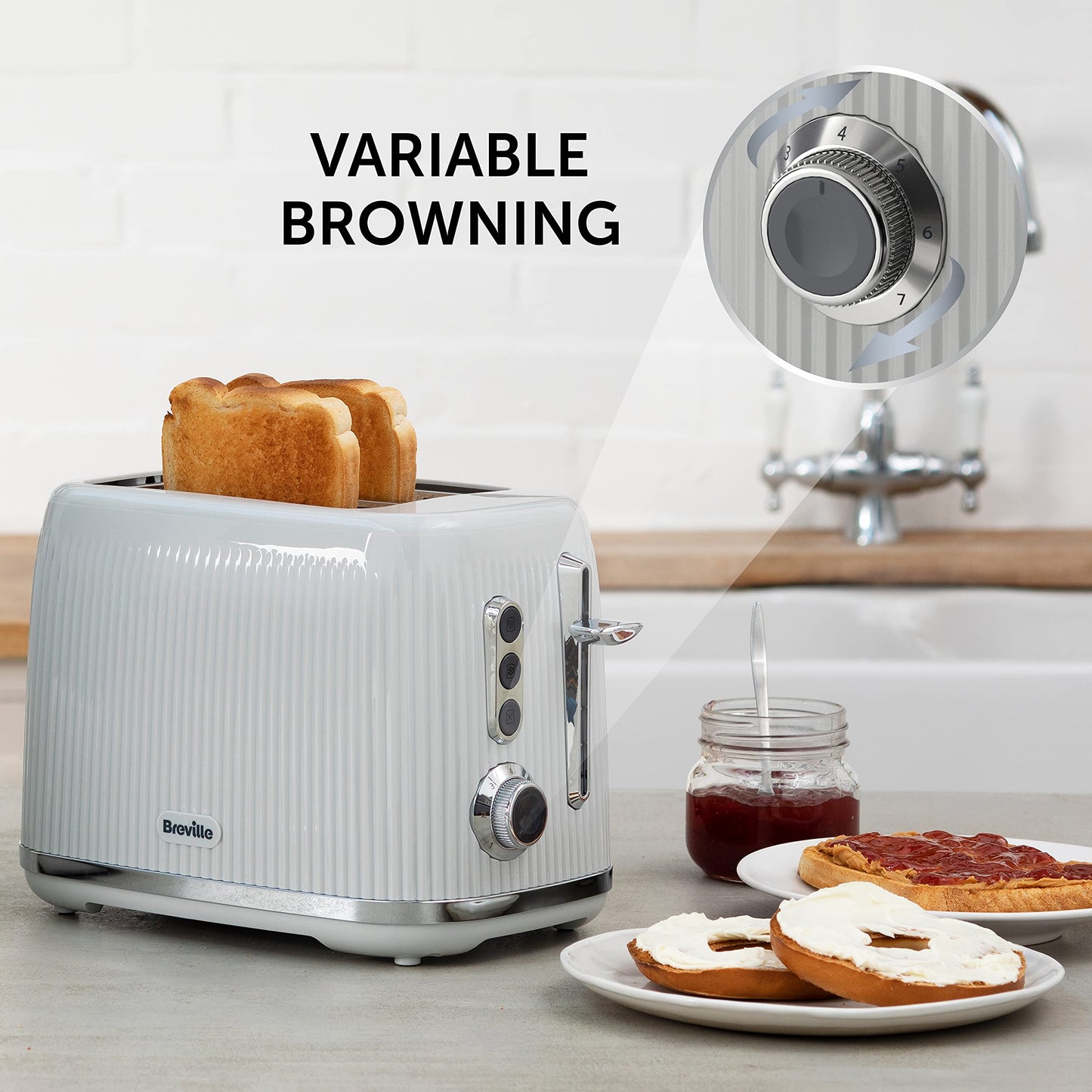 Breville Bold Vanilla Cream Electric Kettle | 1.7L | 3kW Fast Boil | Cream & Silver Chrome [VKT223]